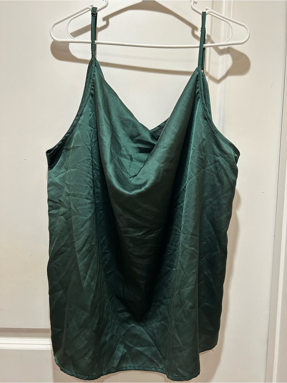 SHEIN Dark Emerald Satin Cowl Neck Chemise